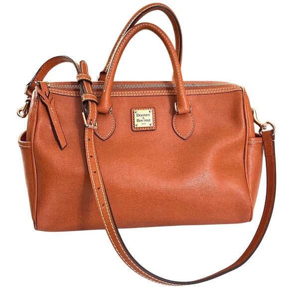 Dooney Bourke Saffiano Satchel Tan Leather Top Handle Crossbody Bag 17265660 - Picture 15 of 15